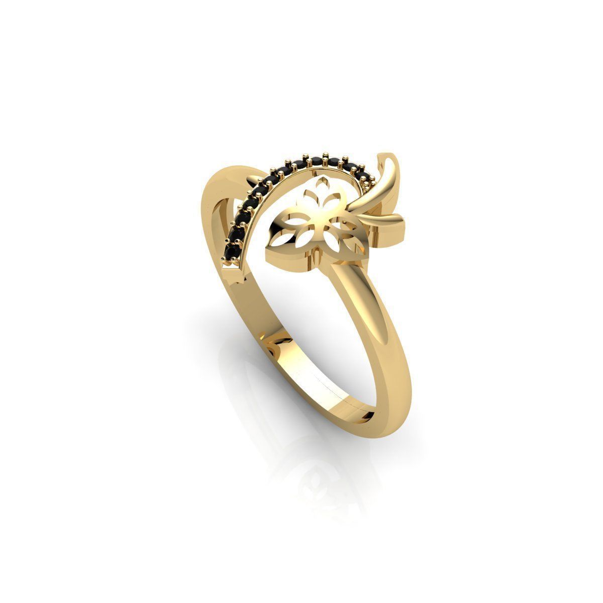 Black Stone Diamond Ring 3d Model and Render 3D print model_6