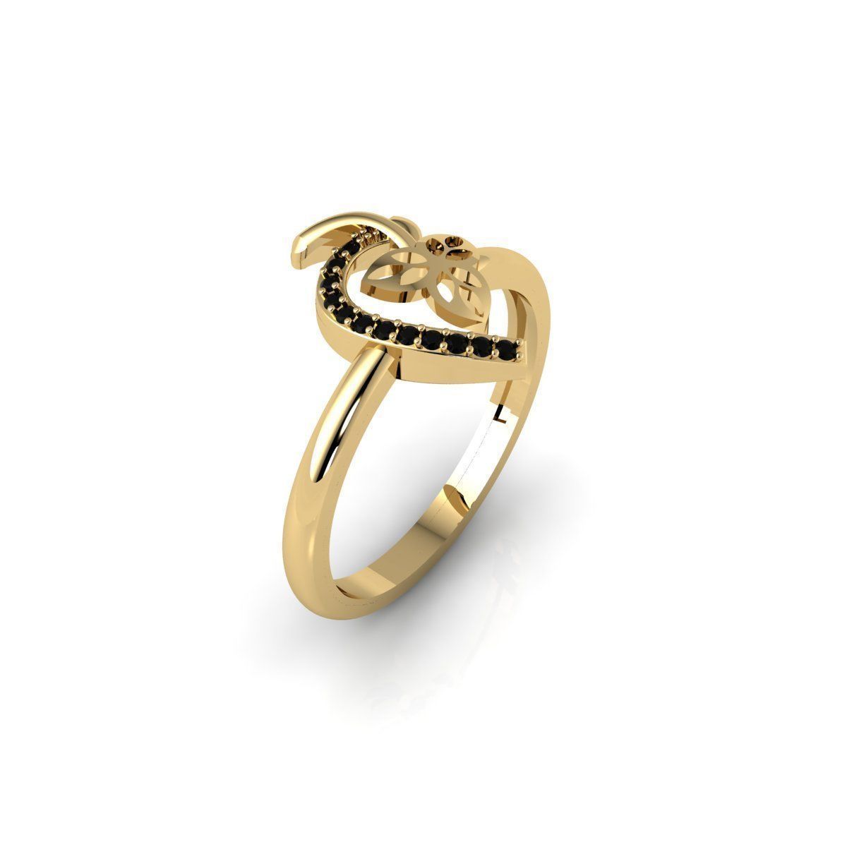 Black Stone Diamond Ring 3d Model and Render 3D print model_3