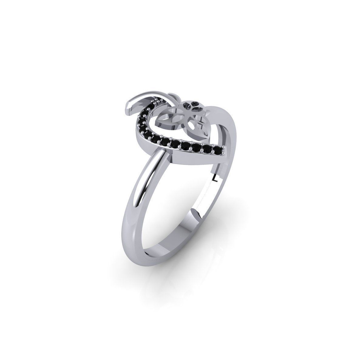 Black Stone Diamond Ring 3d Model and Render 3D print model_5