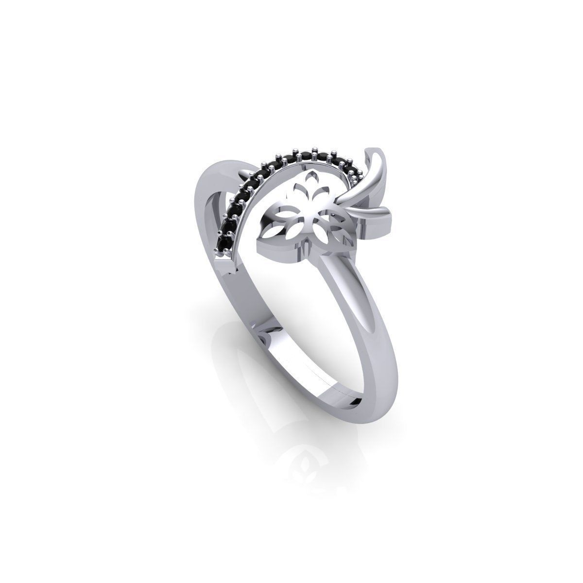 Black Stone Diamond Ring 3d Model and Render 3D print model_8