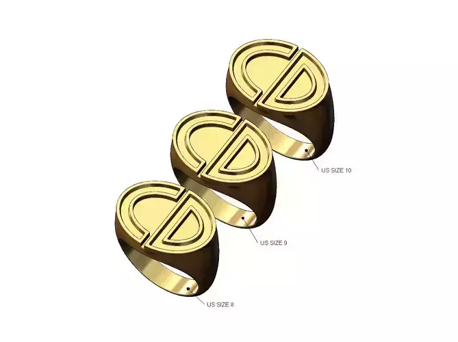 Enamel CD fashion brand oval signet ring