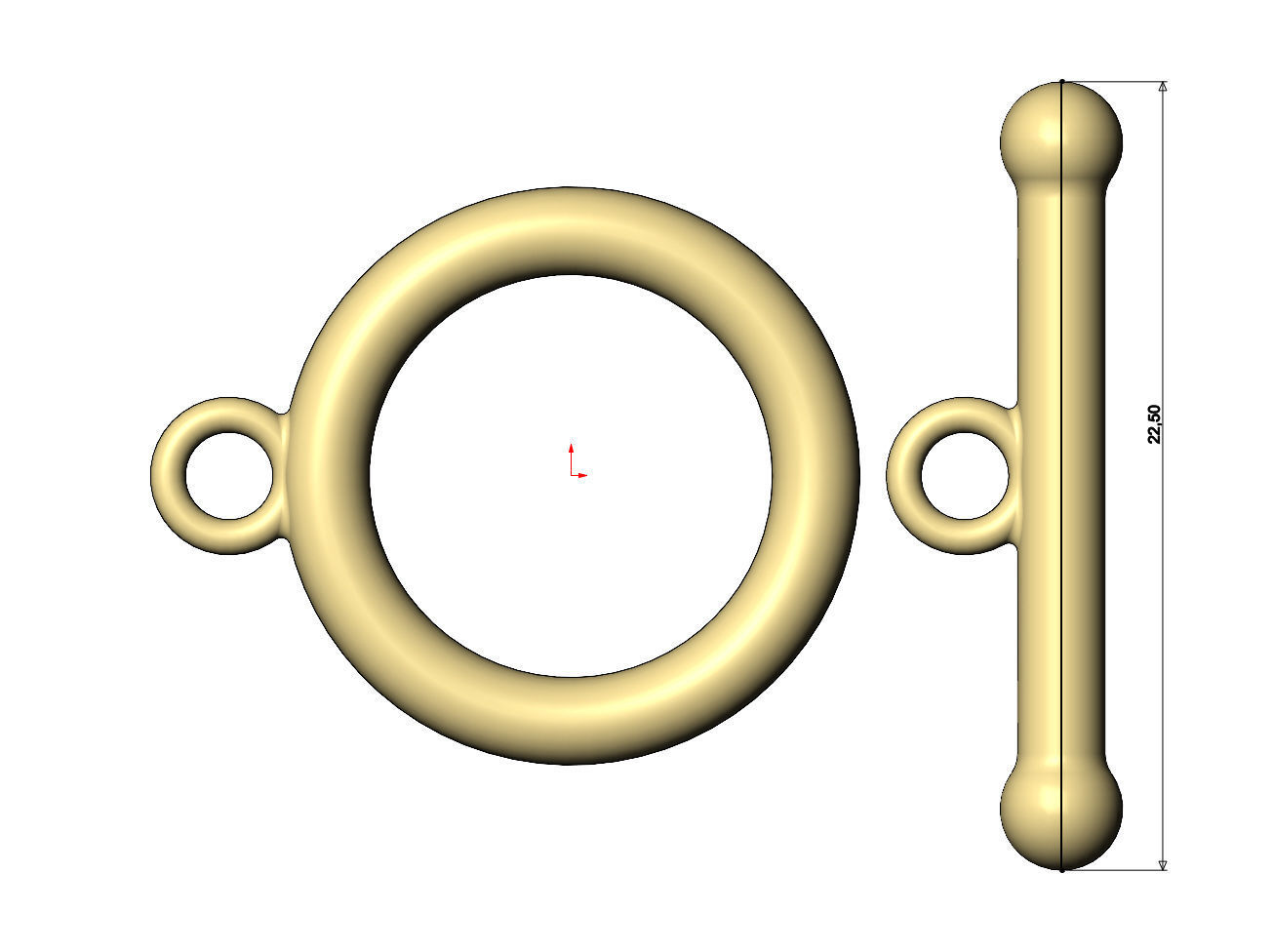 Round wire toggle clasp 3D print model_6