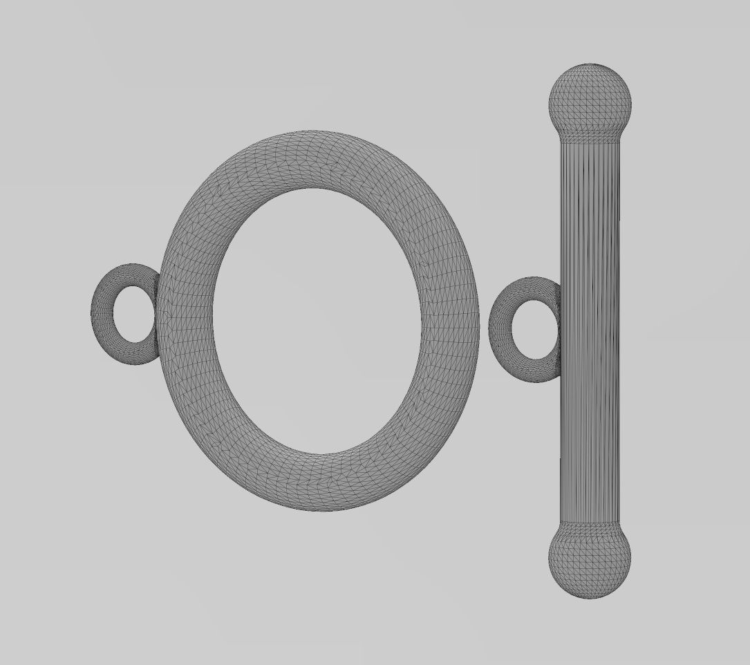 Round wire toggle clasp 3D print model_12