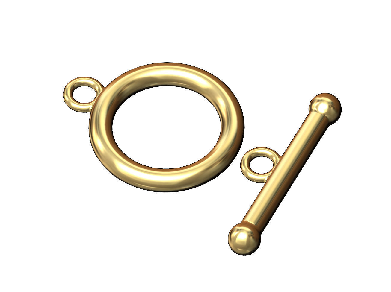 Round wire toggle clasp 3D print model_3