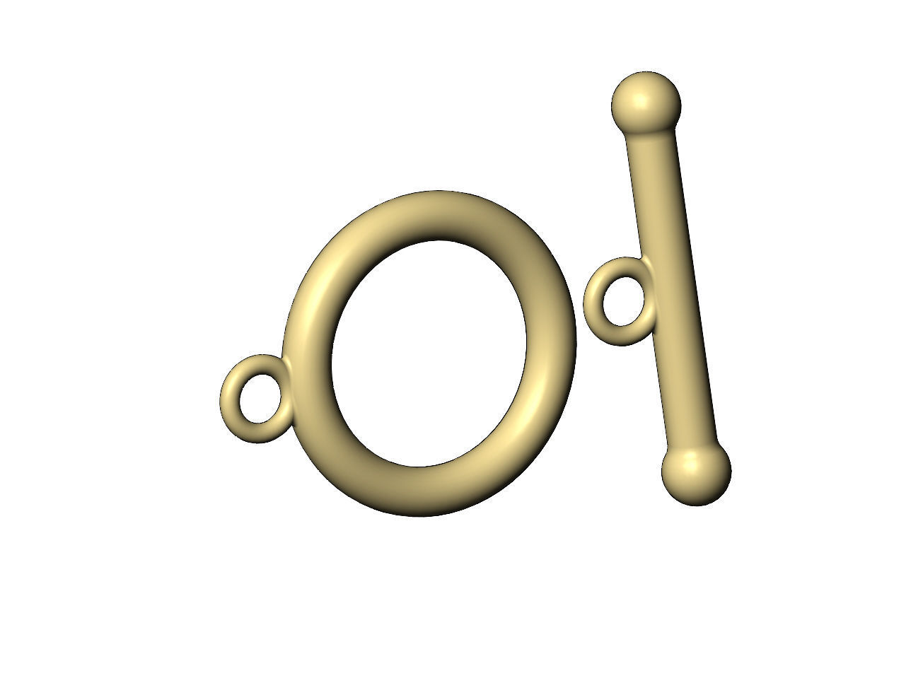 Round wire toggle clasp 3D print model_4