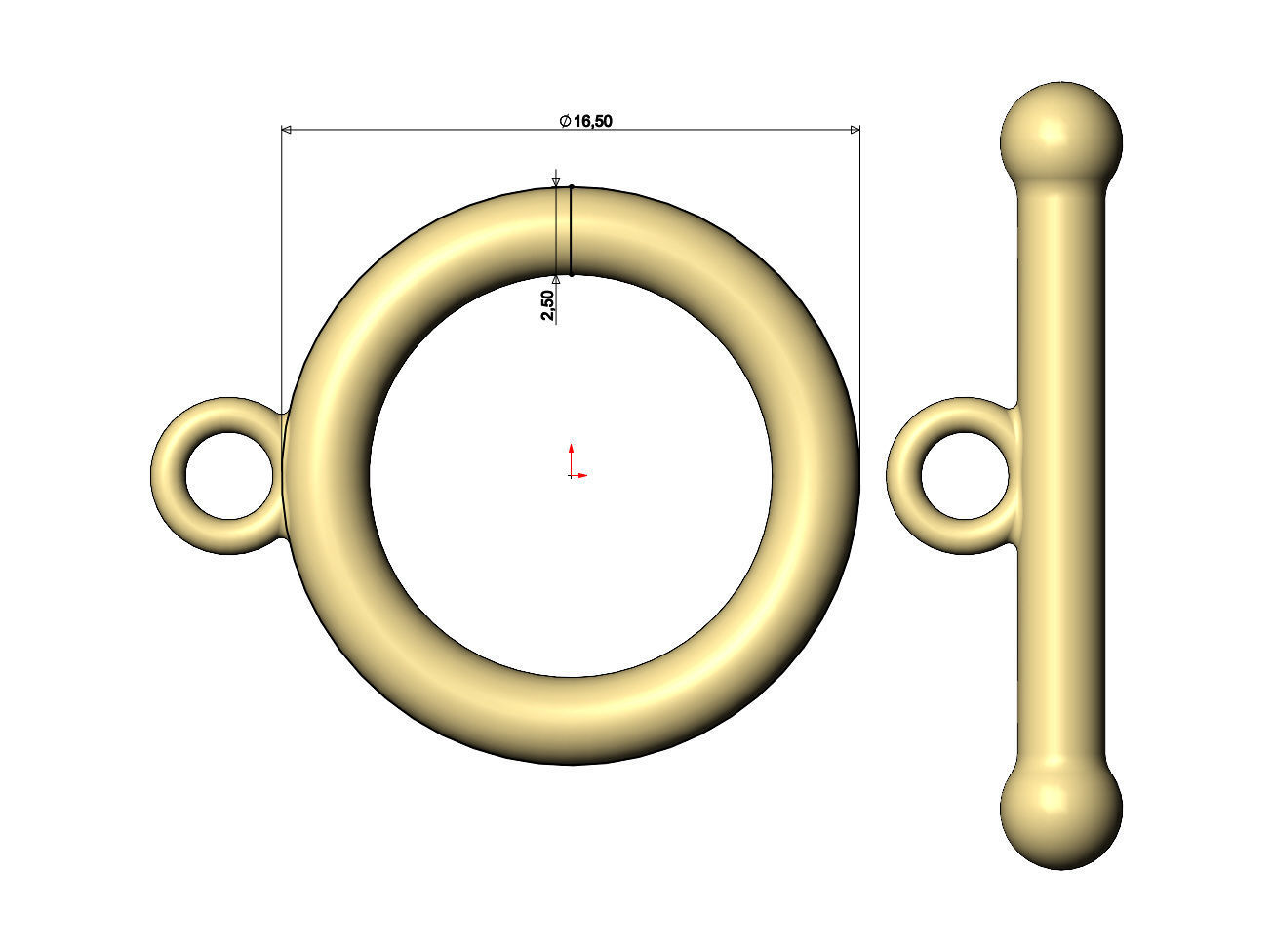 Round wire toggle clasp 3D print model_5