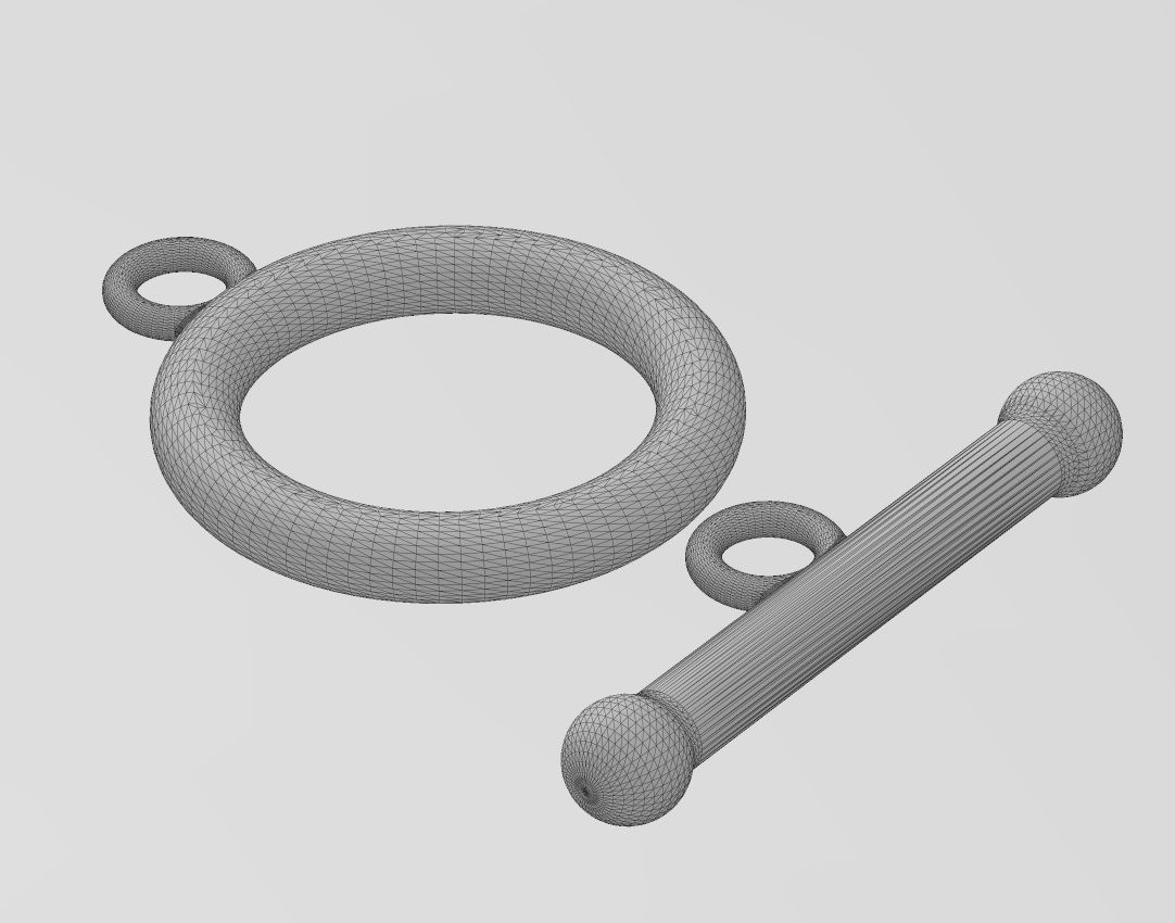 Round wire toggle clasp 3D print model_13