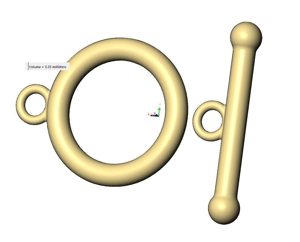 Round wire toggle clasp 3D print model_11