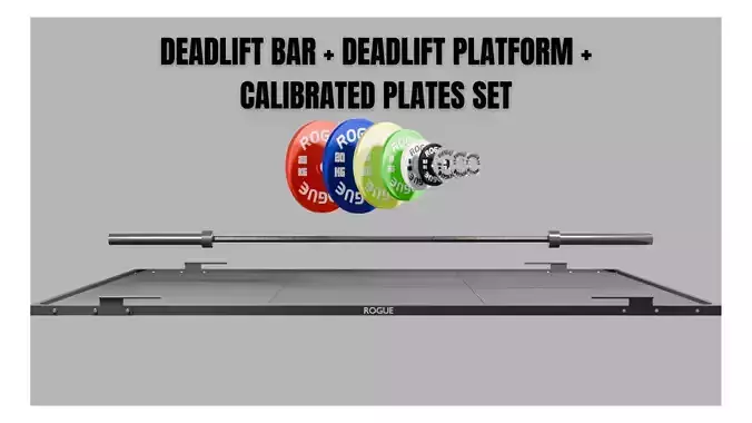 Deadlift Bar Platform Calibrated Plates Complete Set 3D model