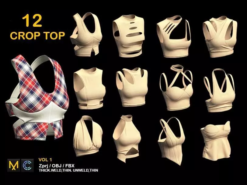 12 CROP TOP Low-poly 3D model_0