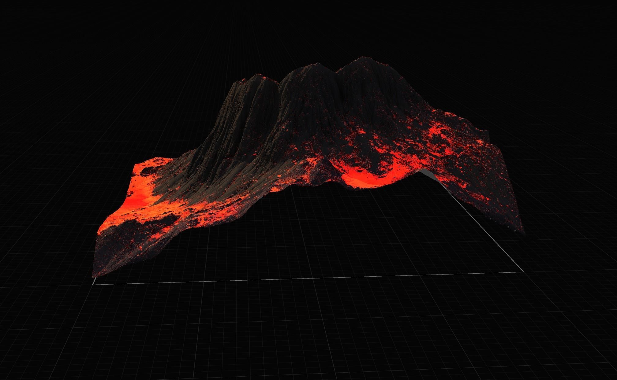 16K Volcano with lava height map and 3D terrain Low-poly 3D model_14