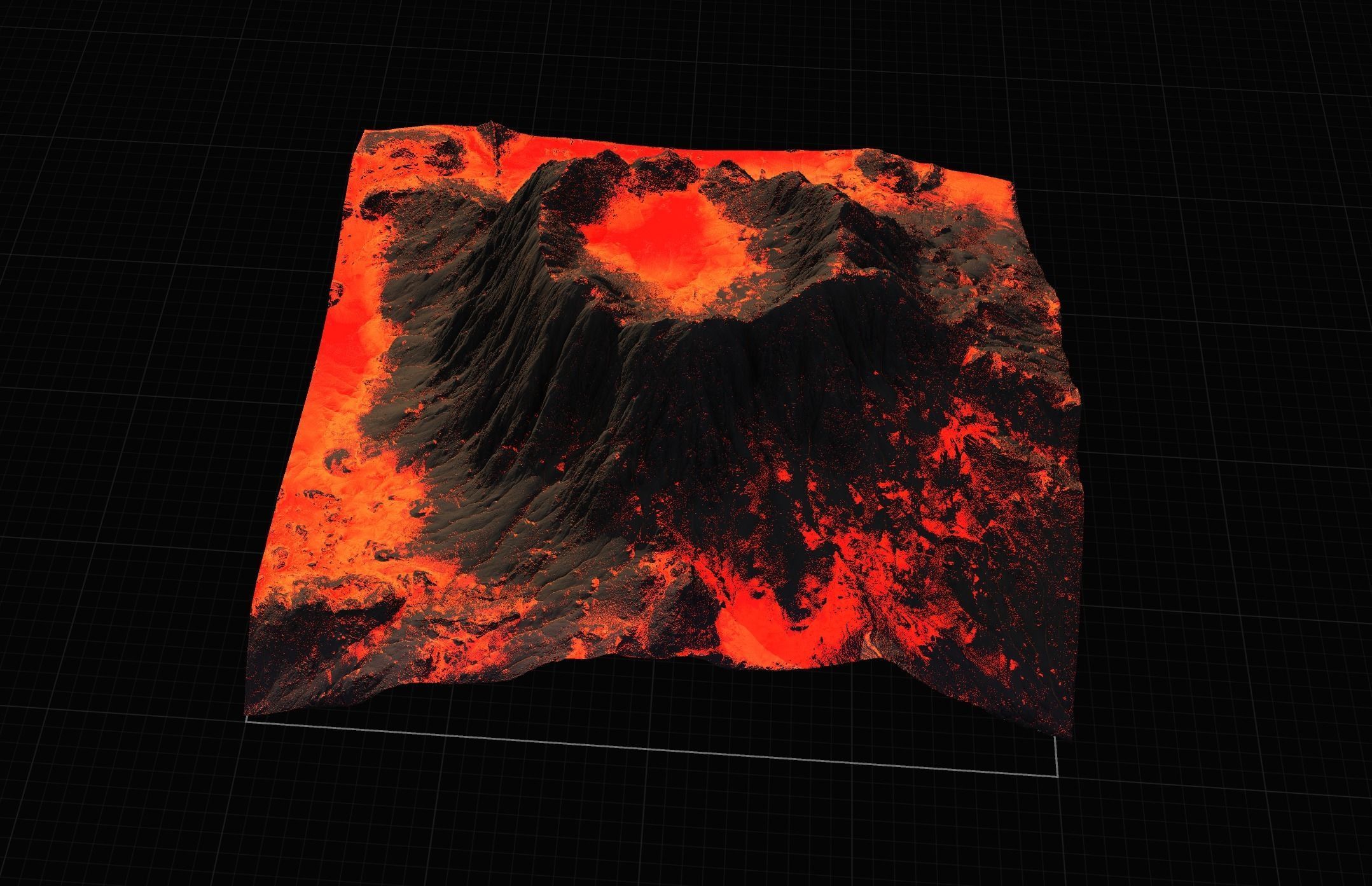 16K Volcano with lava height map and 3D terrain Low-poly 3D model_16