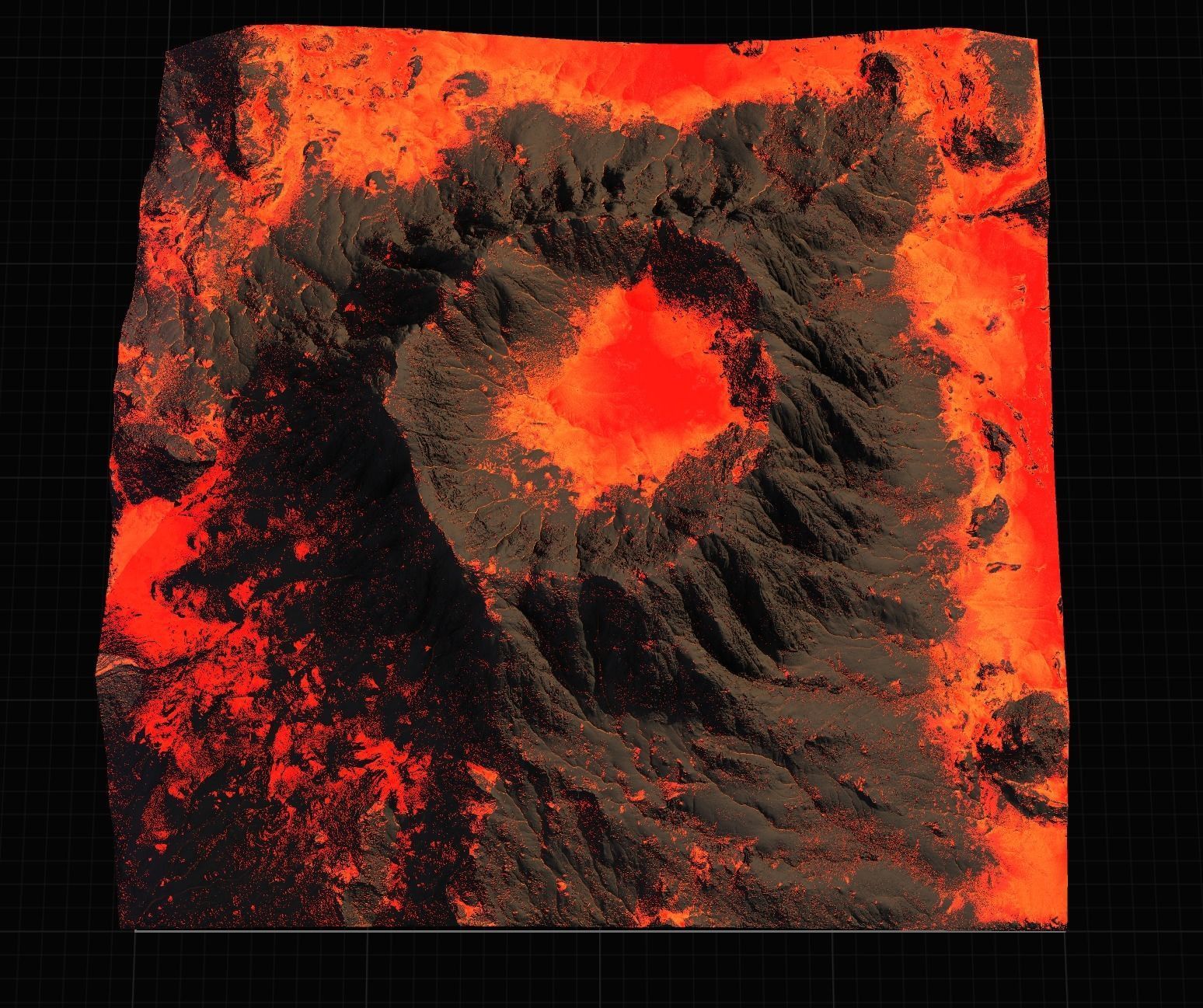 16K Volcano with lava height map and 3D terrain Low-poly 3D model_2