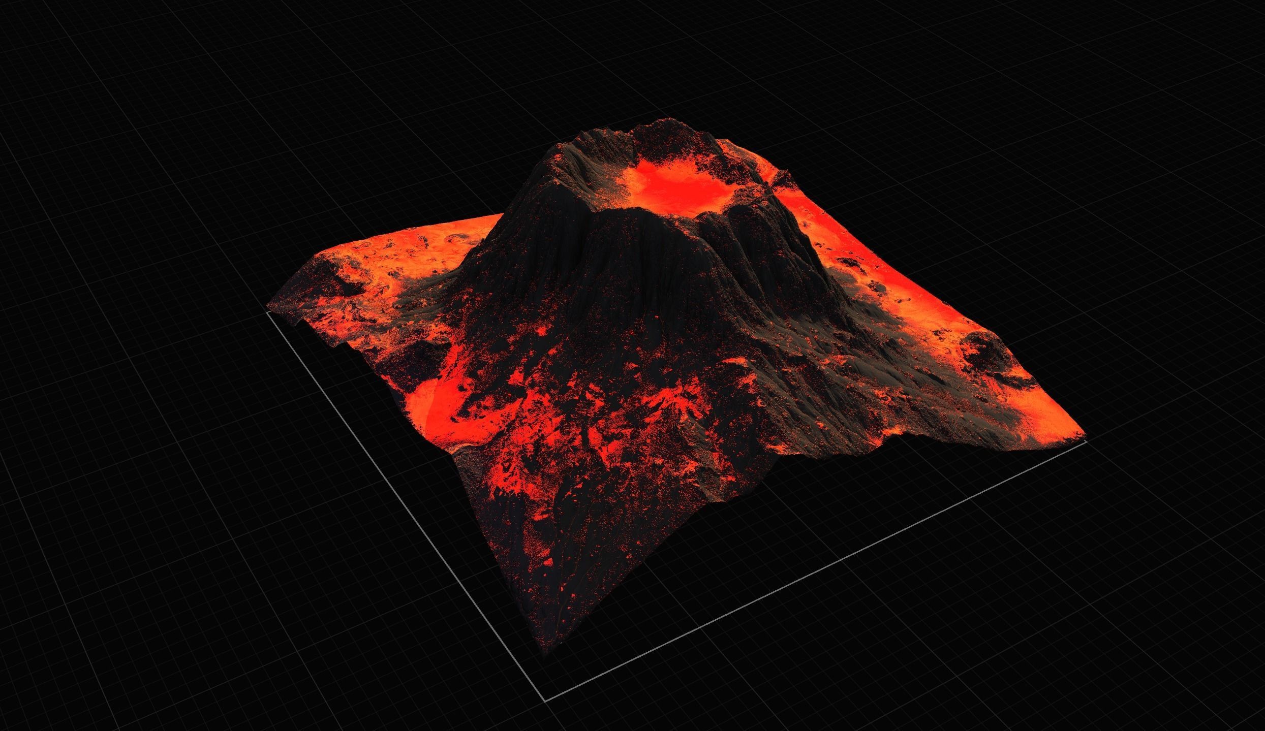 16K Volcano with lava height map and 3D terrain Low-poly 3D model_12
