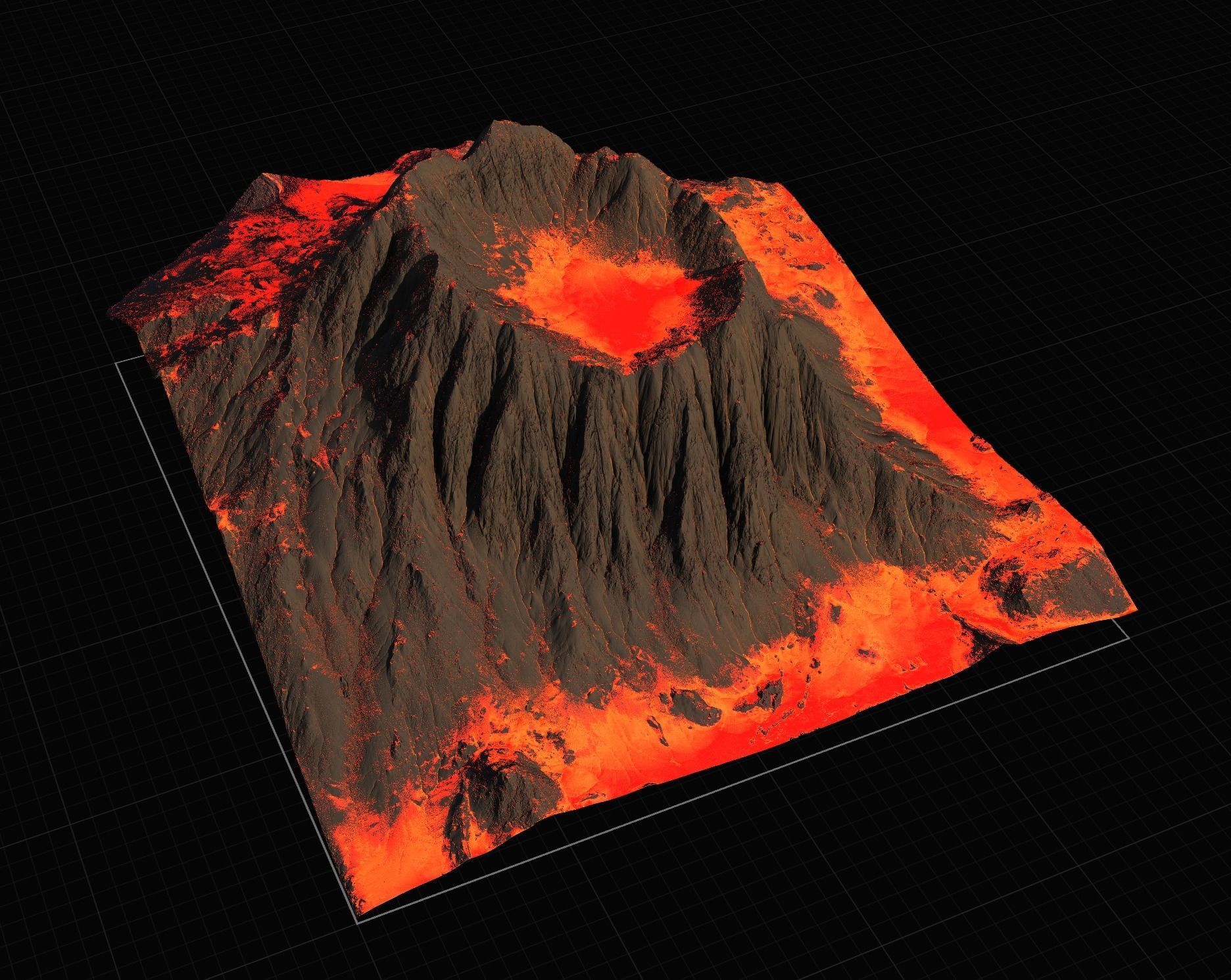 16K Volcano with lava height map and 3D terrain Low-poly 3D model_29