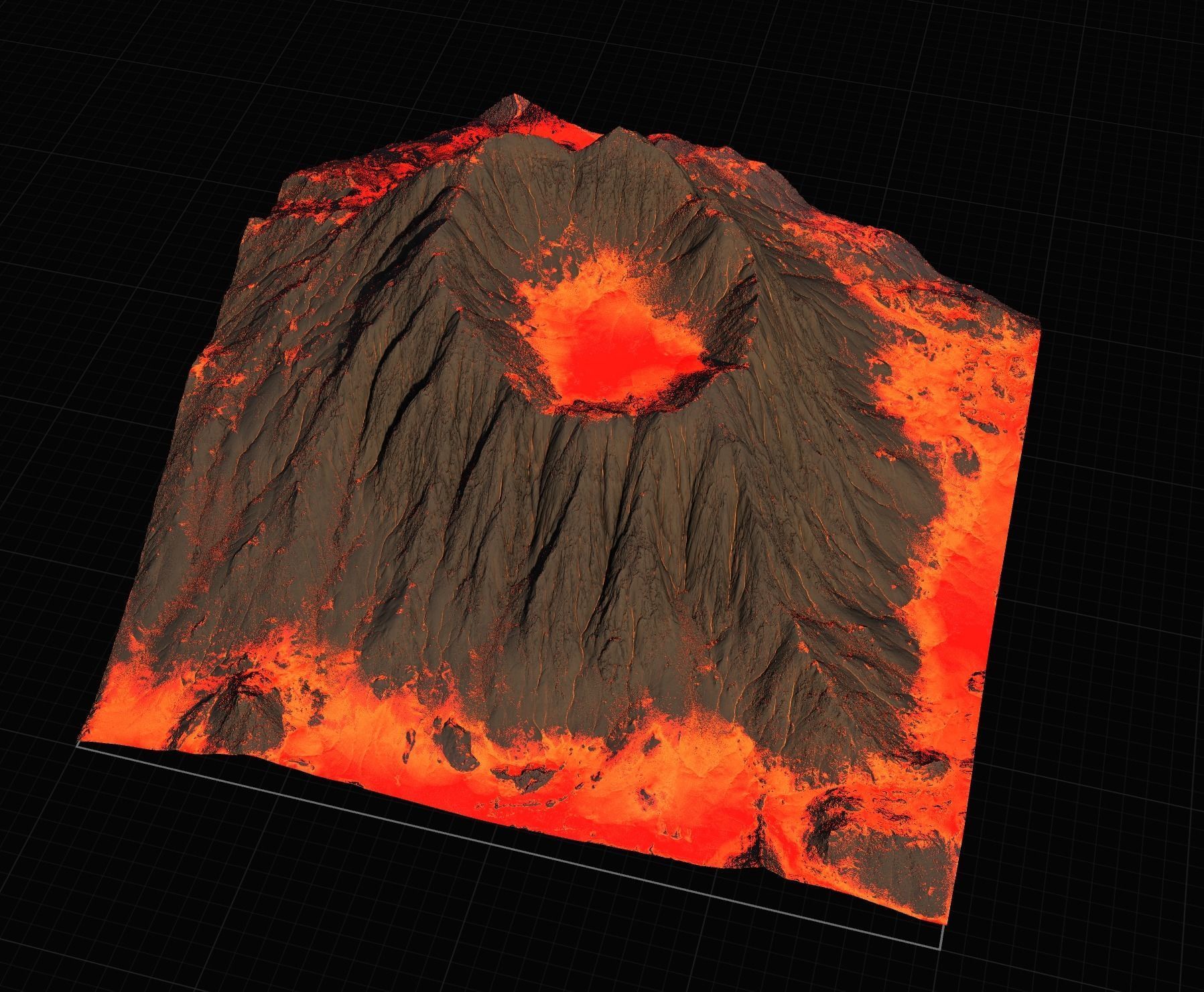 16K Volcano with lava height map and 3D terrain Low-poly 3D model_30