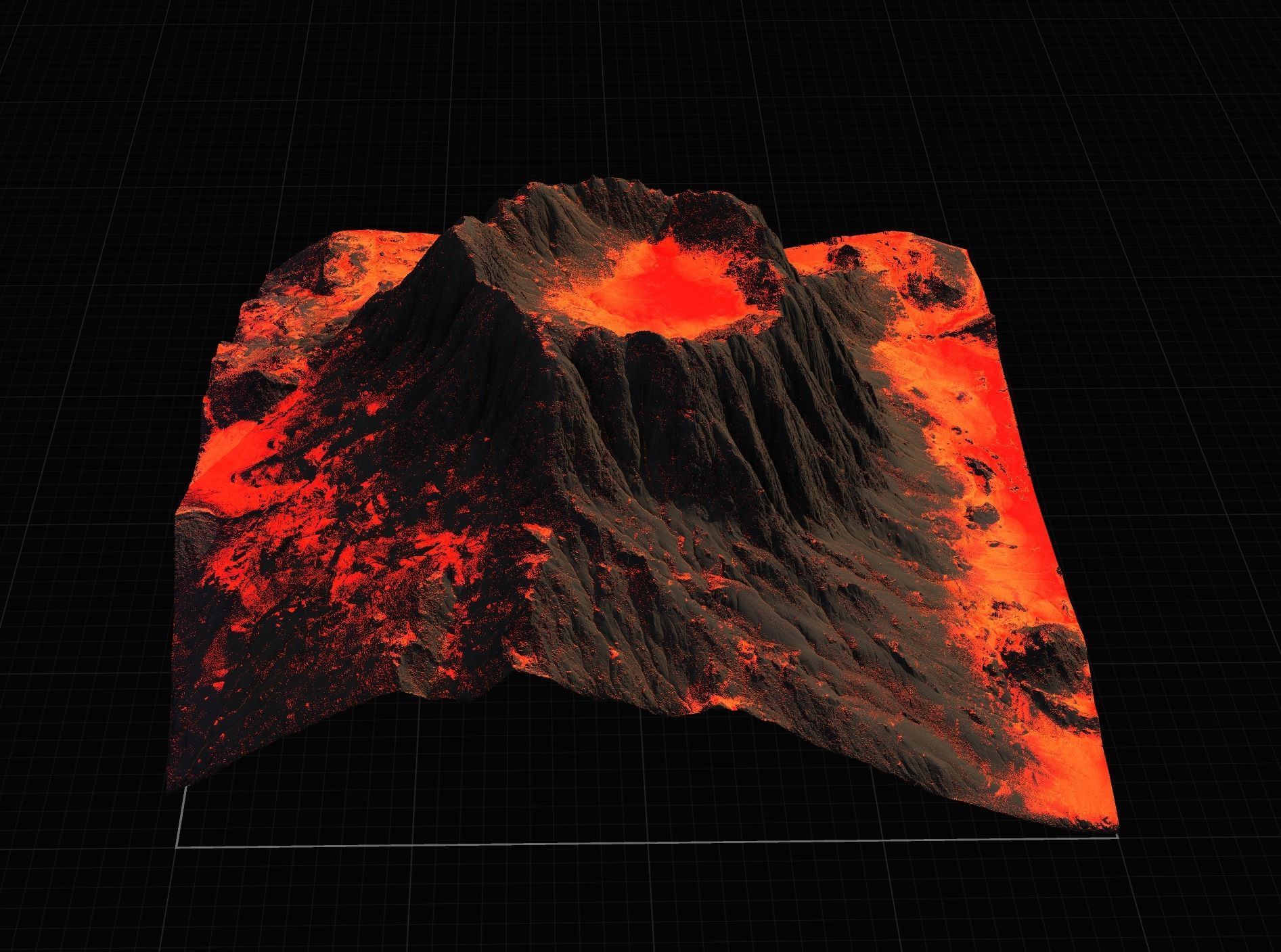 16K Volcano with lava height map and 3D terrain Low-poly 3D model_23