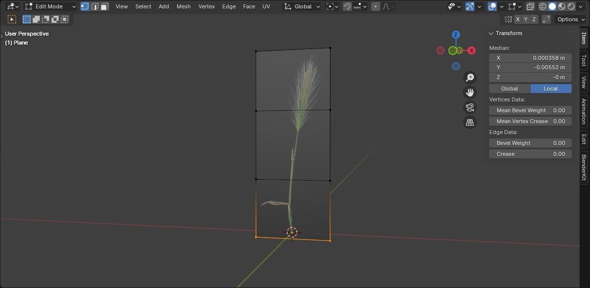 gold spikelet lowpoly grass Low-poly 3D model_1