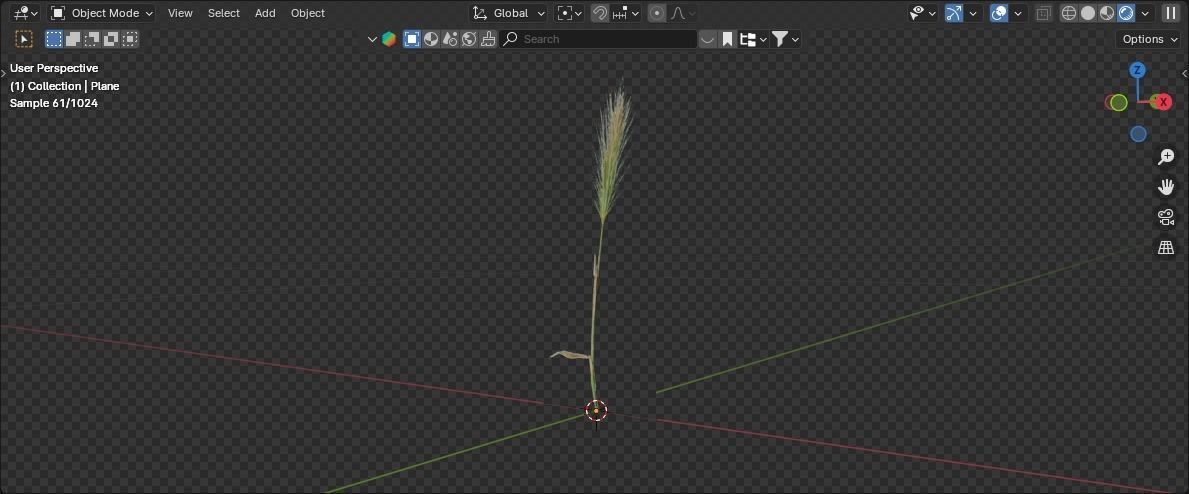 gold spikelet lowpoly grass Low-poly 3D model_4