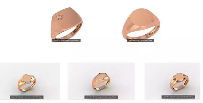 5 Signet Plain Gold Light weight minimalist Mens Band Ring