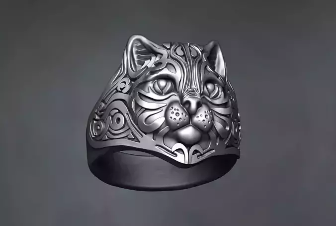 Cat men designer ring