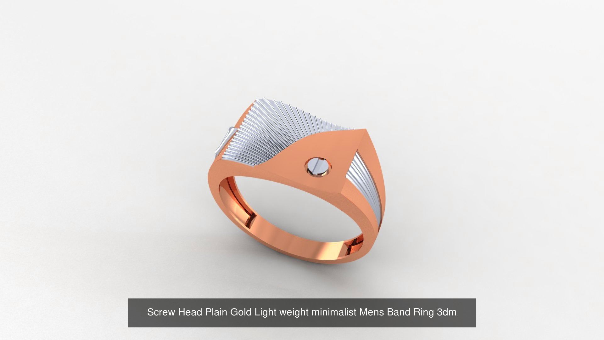 9 Screw Head Plain Gold Light weight minimalist Mens Band 3D Model Collection_5