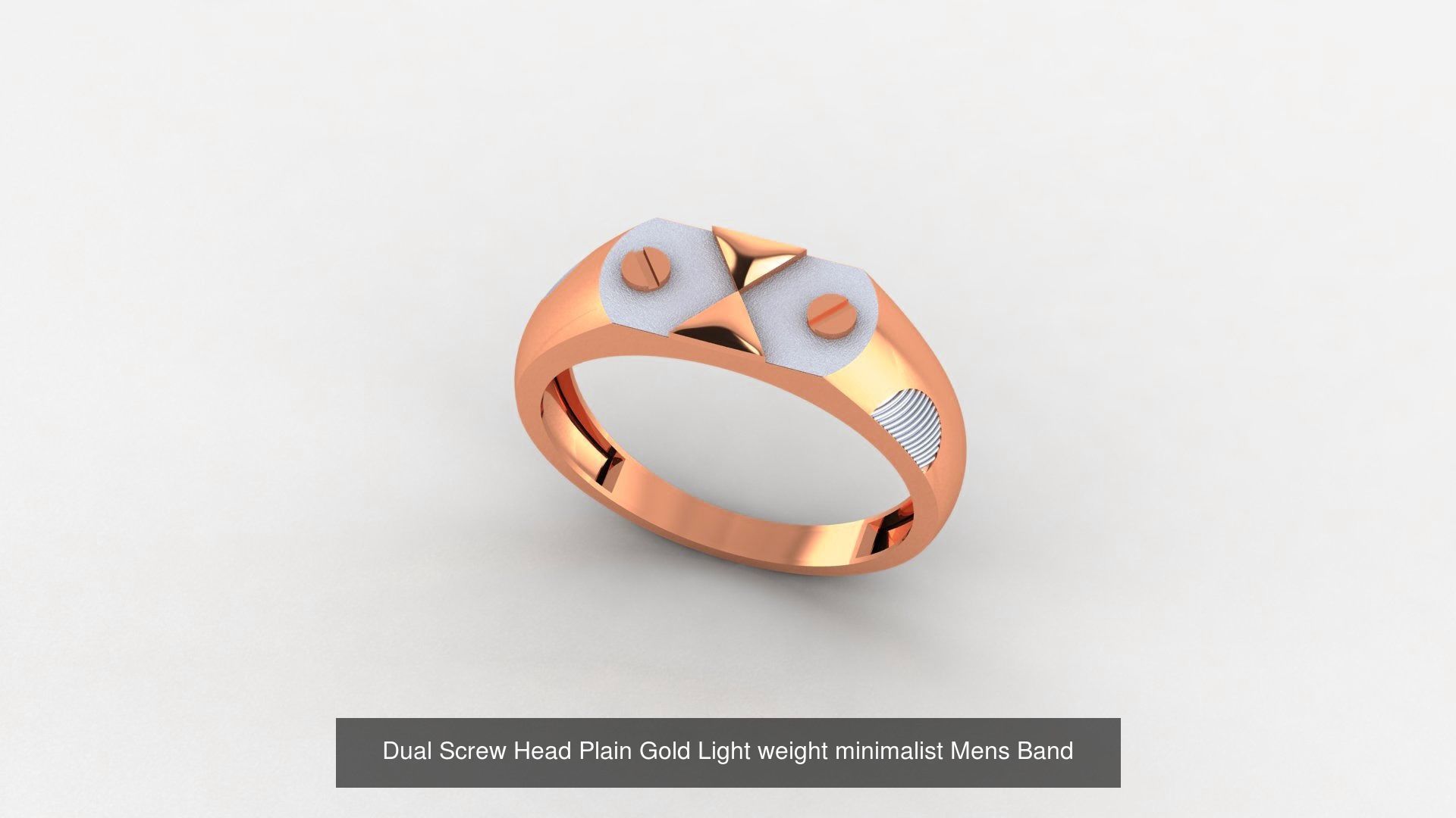 9 Screw Head Plain Gold Light weight minimalist Mens Band 3D Model Collection_1