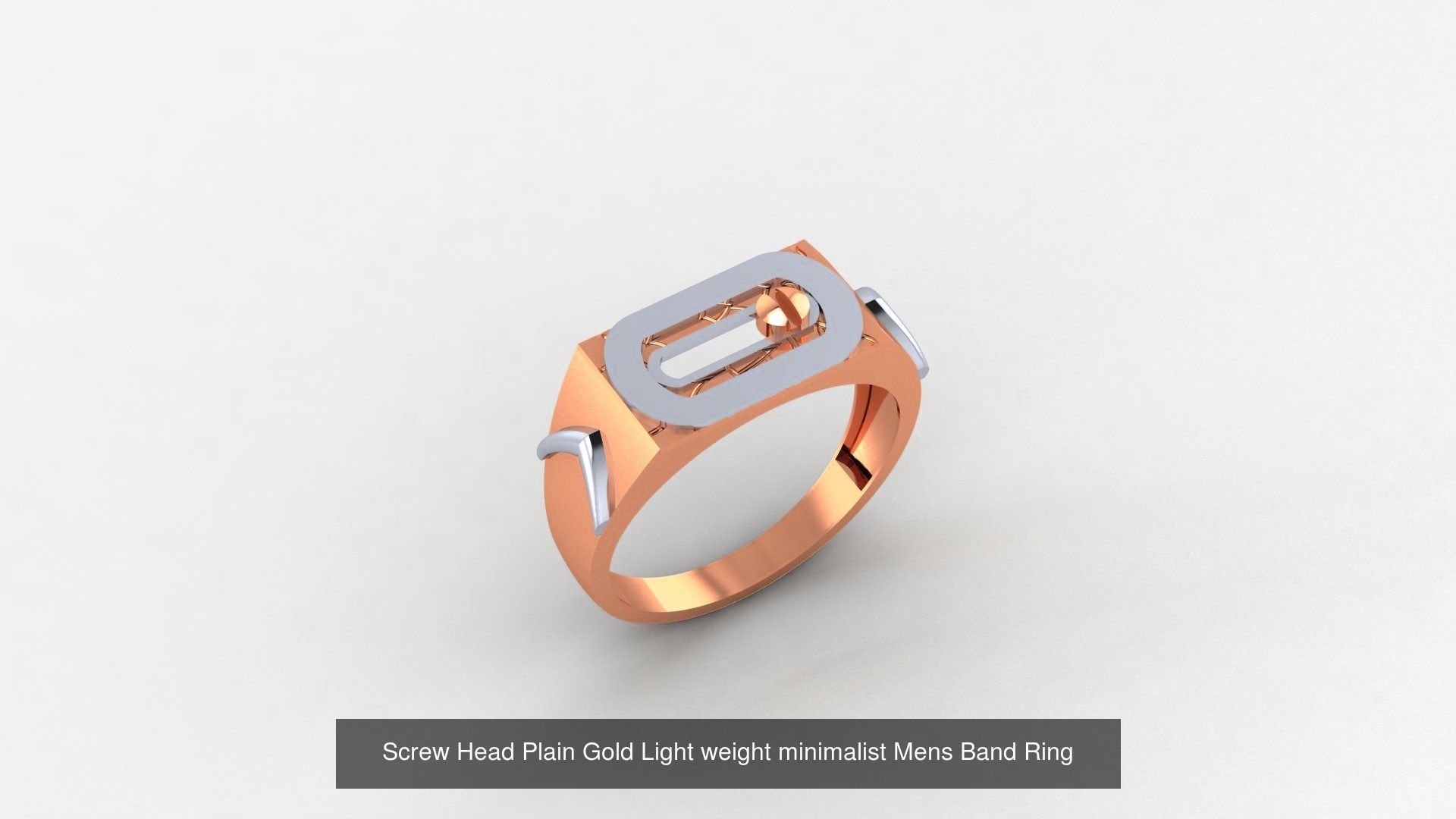 9 Screw Head Plain Gold Light weight minimalist Mens Band 3D Model Collection_6