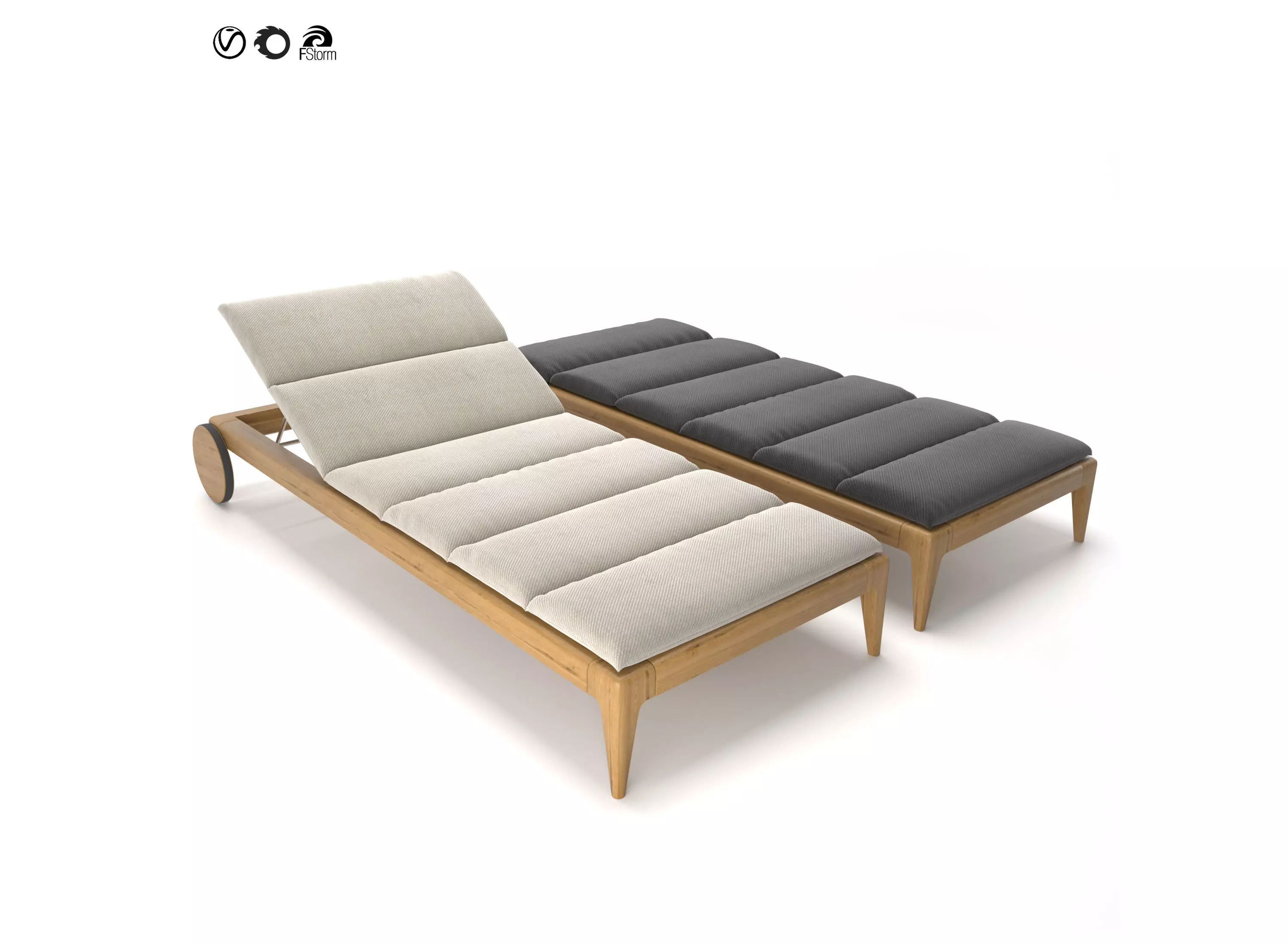 Talenti Cruise Teak Recliner Sun Lounger DayBed 3D model