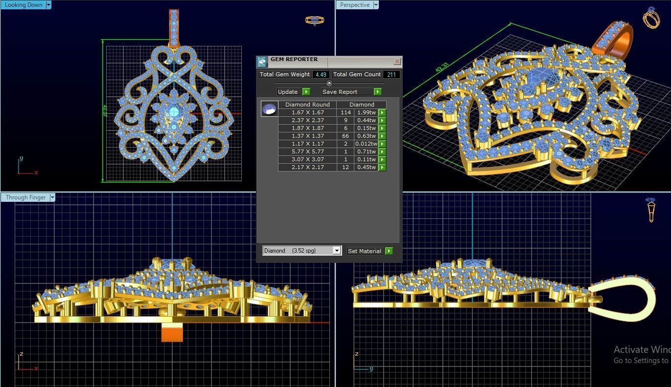 Diamond Pendant 3D print model_2