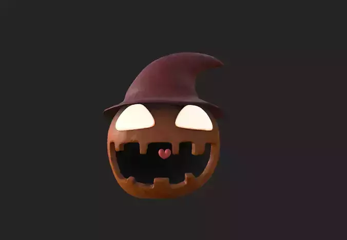 Cute Halloween Pumpkin PBR and 3dprint model Low-poly 3D model