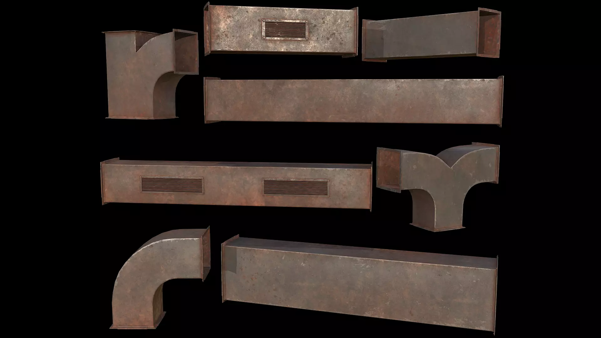 Ventilation Modular PBR 02 Low-poly 3D model_0