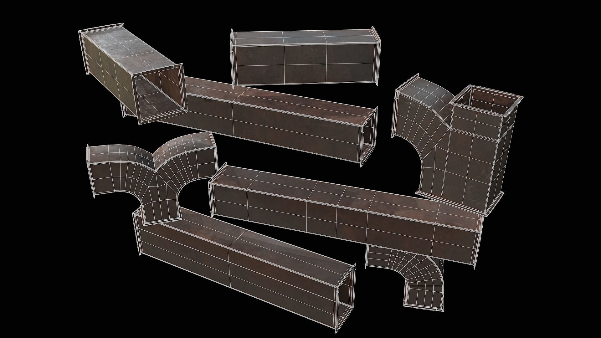 Ventilation Modular PBR 02 Low-poly 3D model_11