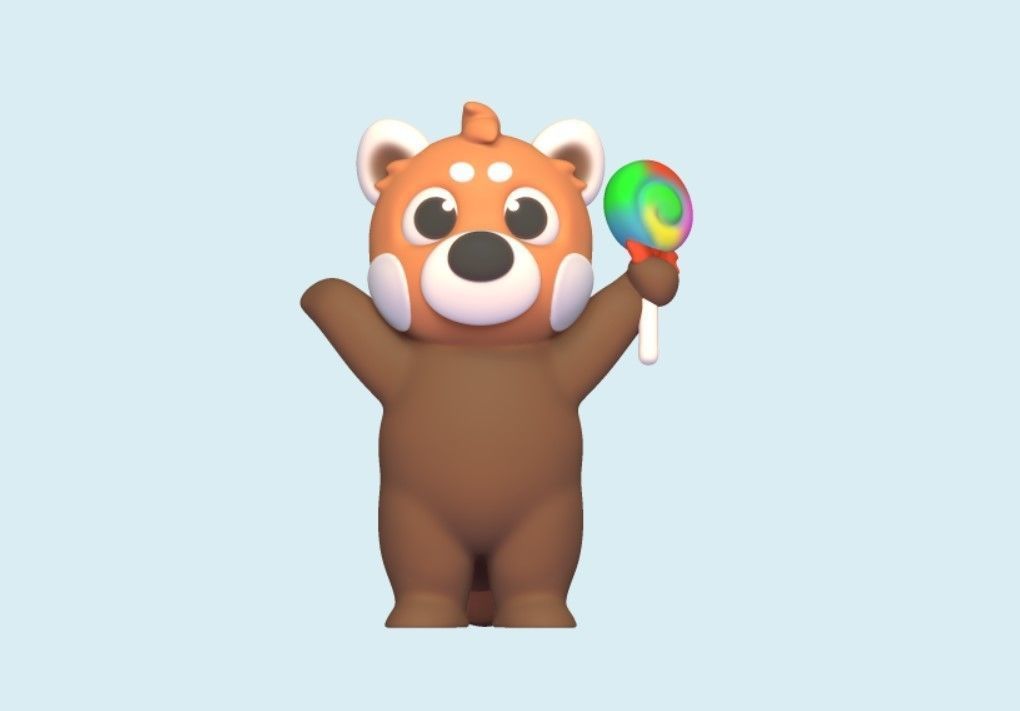 Lollipop Red Panda 3D print model_1
