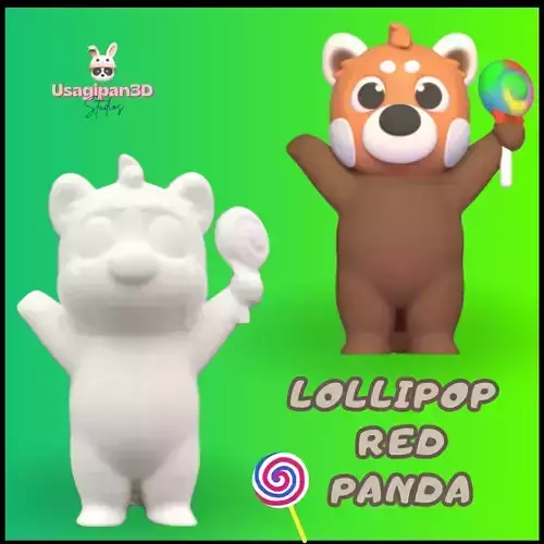 Lollipop Red Panda 3D print model