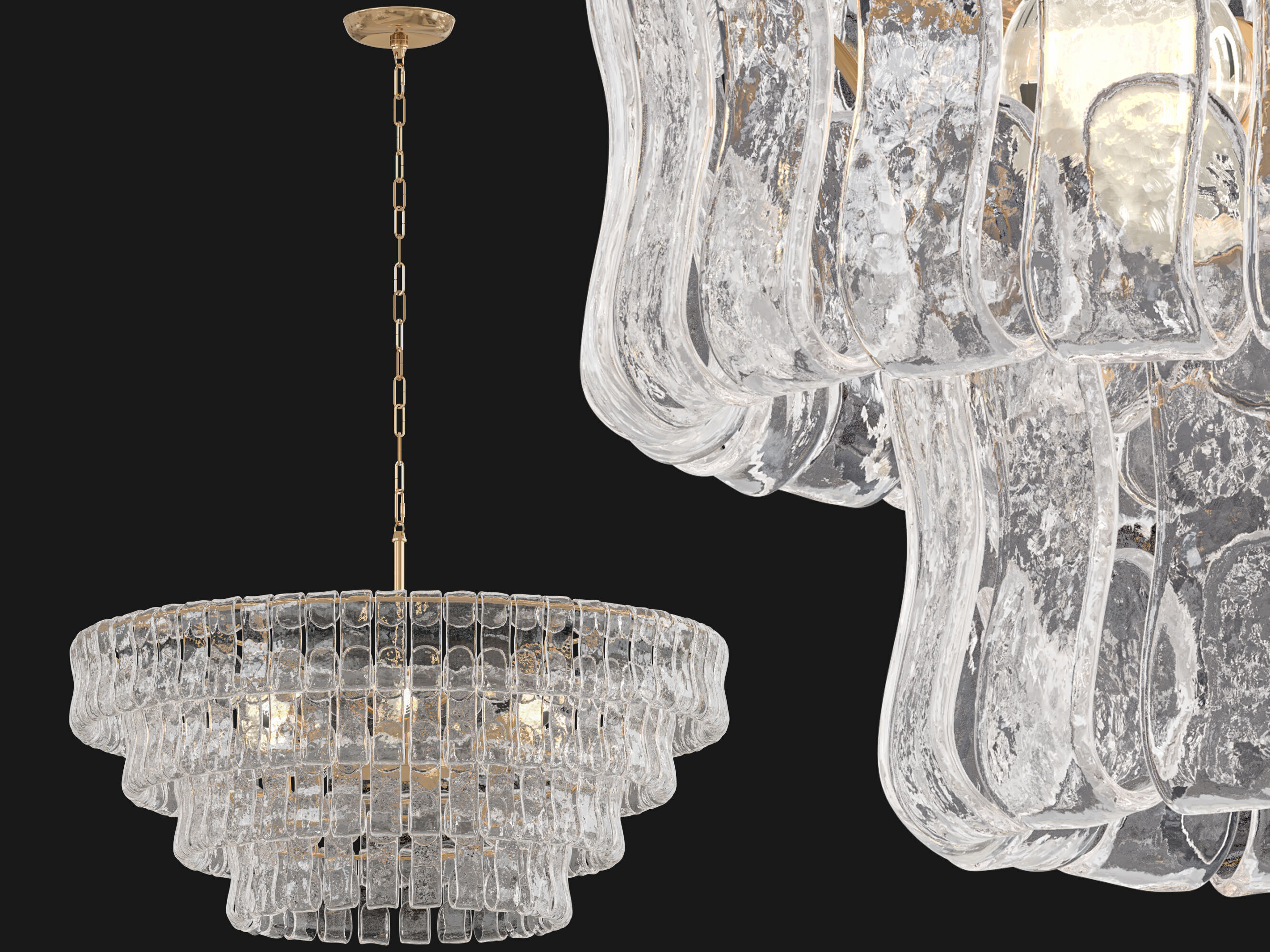 Ghiaccio Round Chandelier Medium 3D model_1