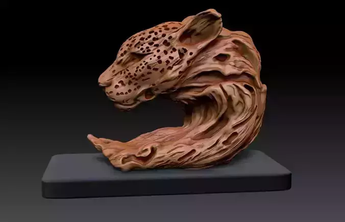 wooden Panter statue M10