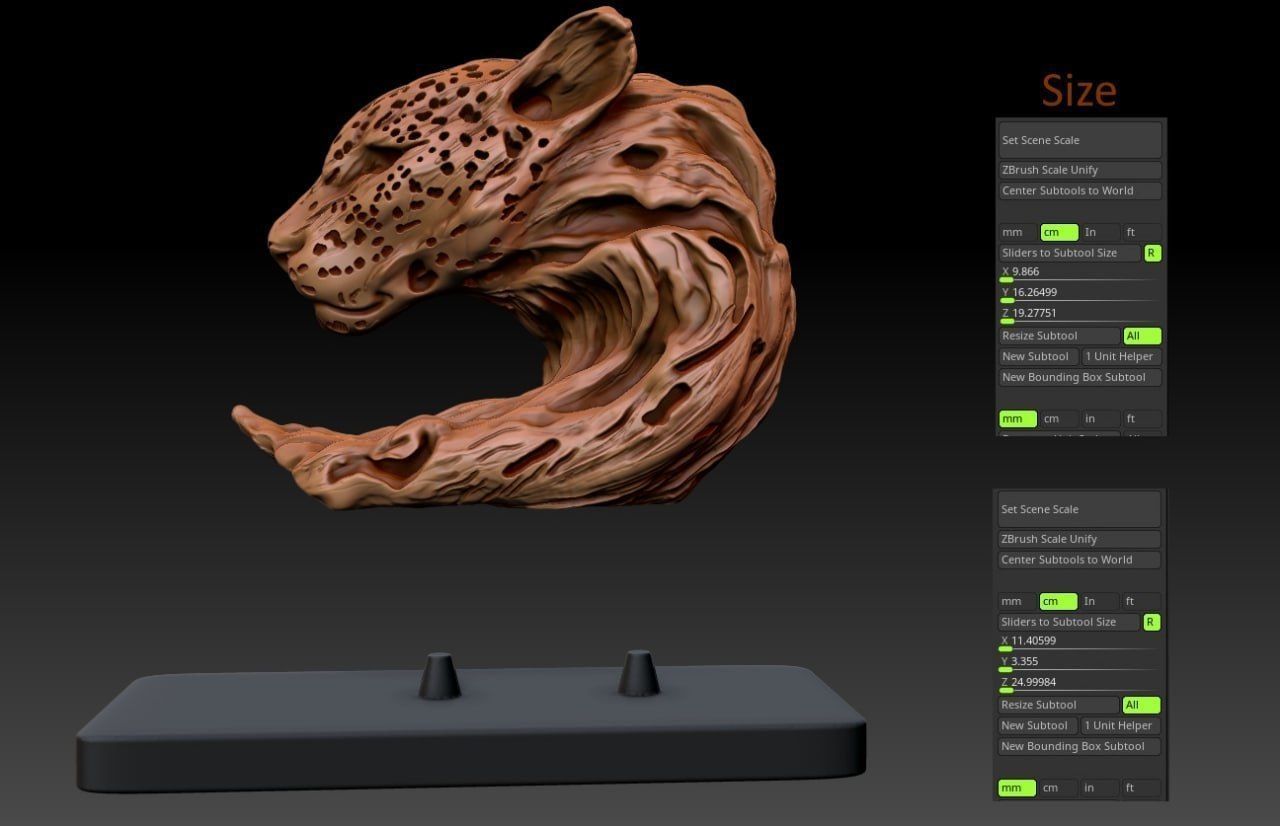 wooden Panter statue M10 3D print model_4