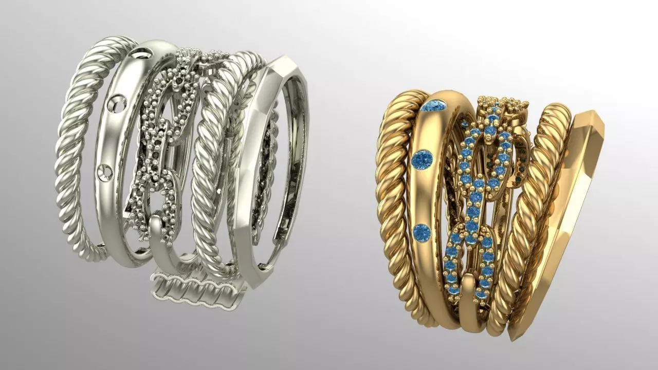 5in1 ring with movable joints 3D print model_0