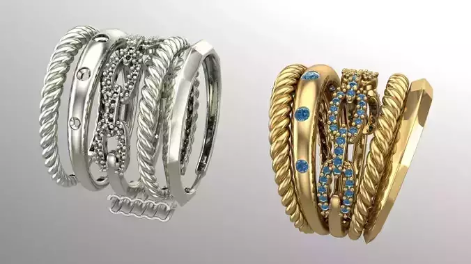 5in1 ring with movable joints 3D print model