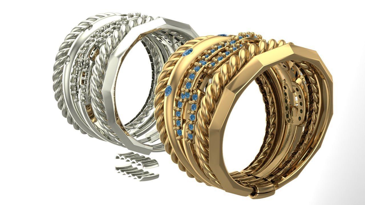 5in1 ring with movable joints 3D print model_1