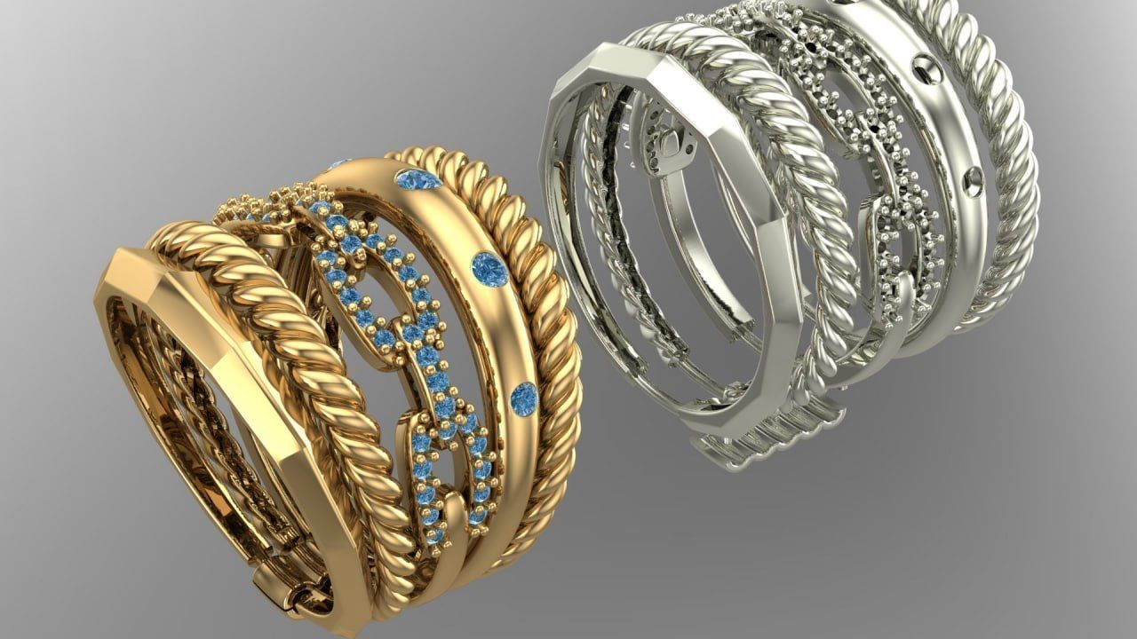 5in1 ring with movable joints 3D print model_3