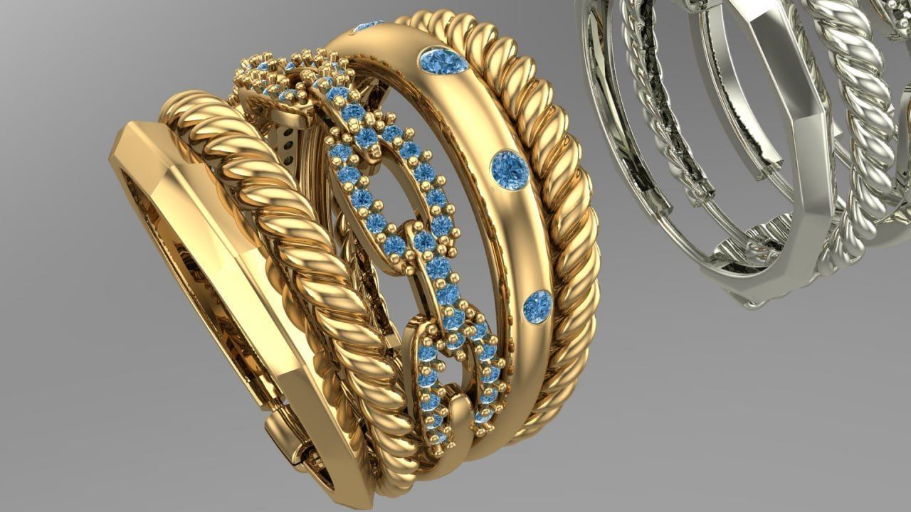 5in1 ring with movable joints 3D print model_4