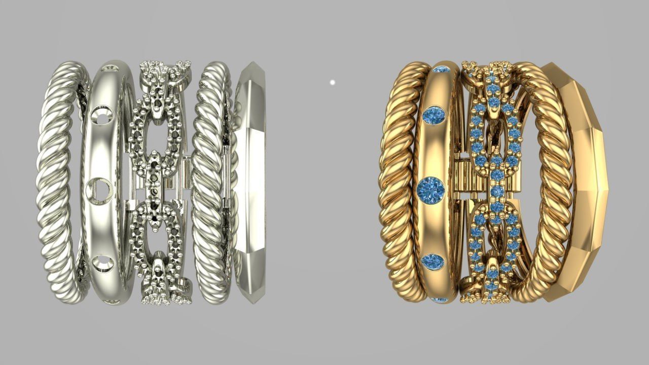 5in1 ring with movable joints 3D print model_2