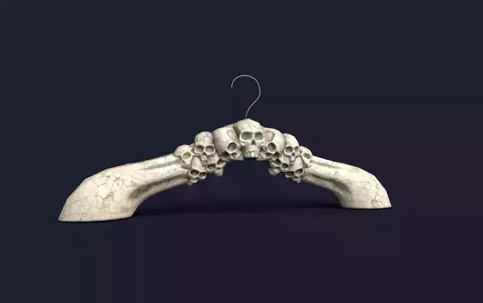 Skull themed t shirt and clothes hanger - Low Poly