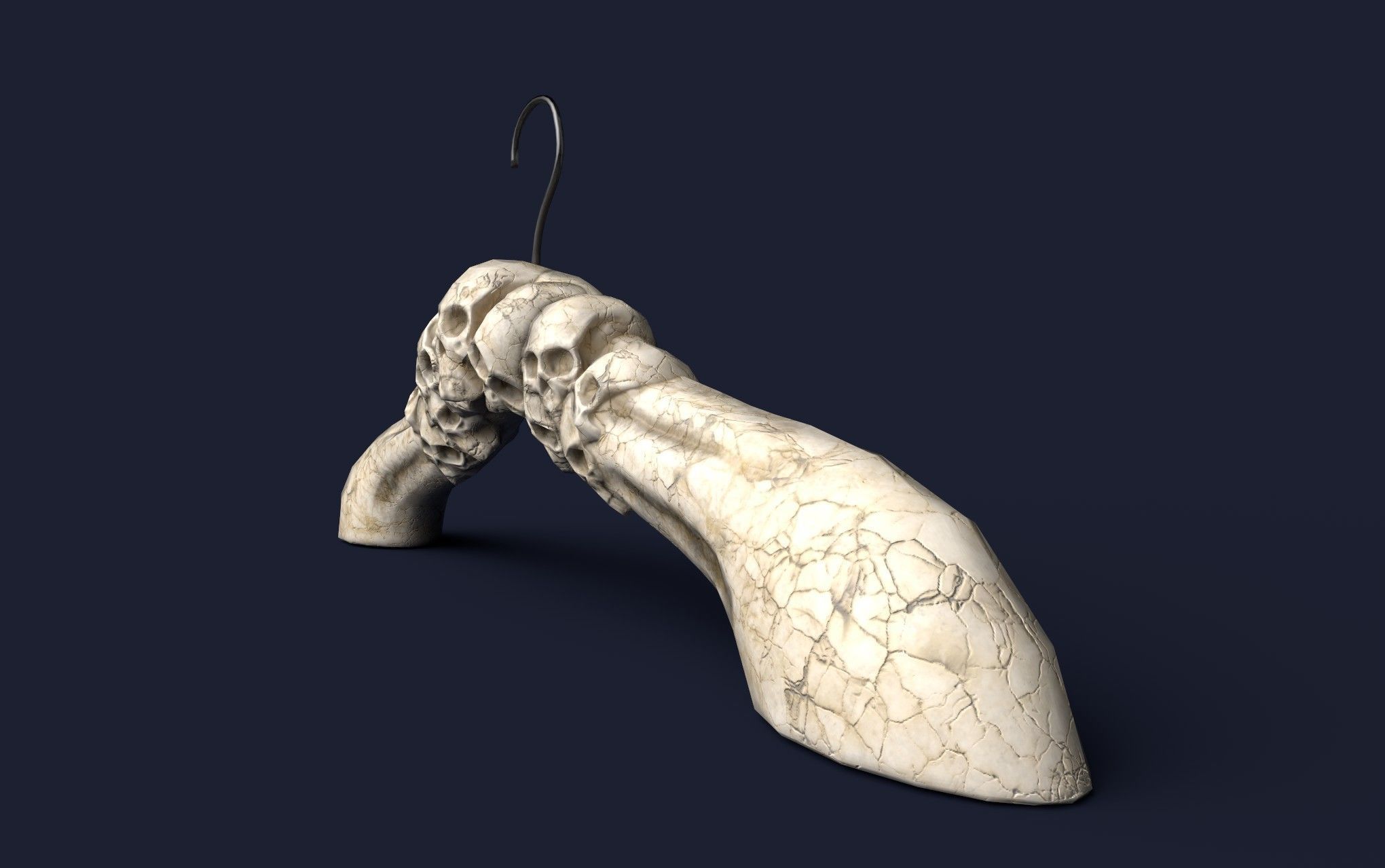 Skull themed t shirt and clothes hanger - Low Poly Low-poly 3D model_6