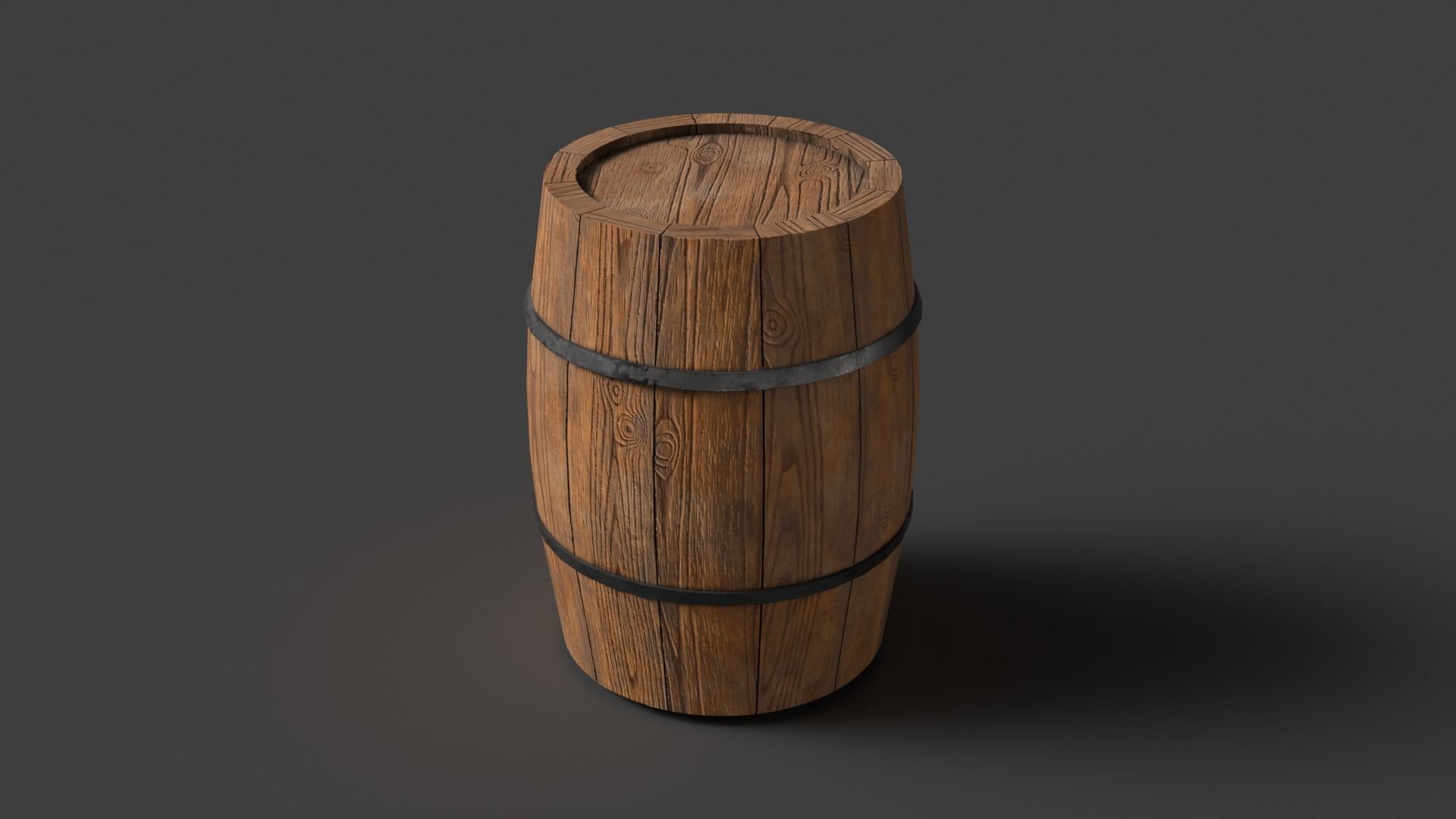 wooden barrel Low-poly 3D model_1