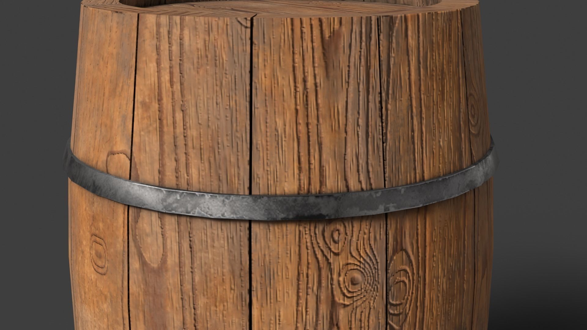 wooden barrel Low-poly 3D model_2