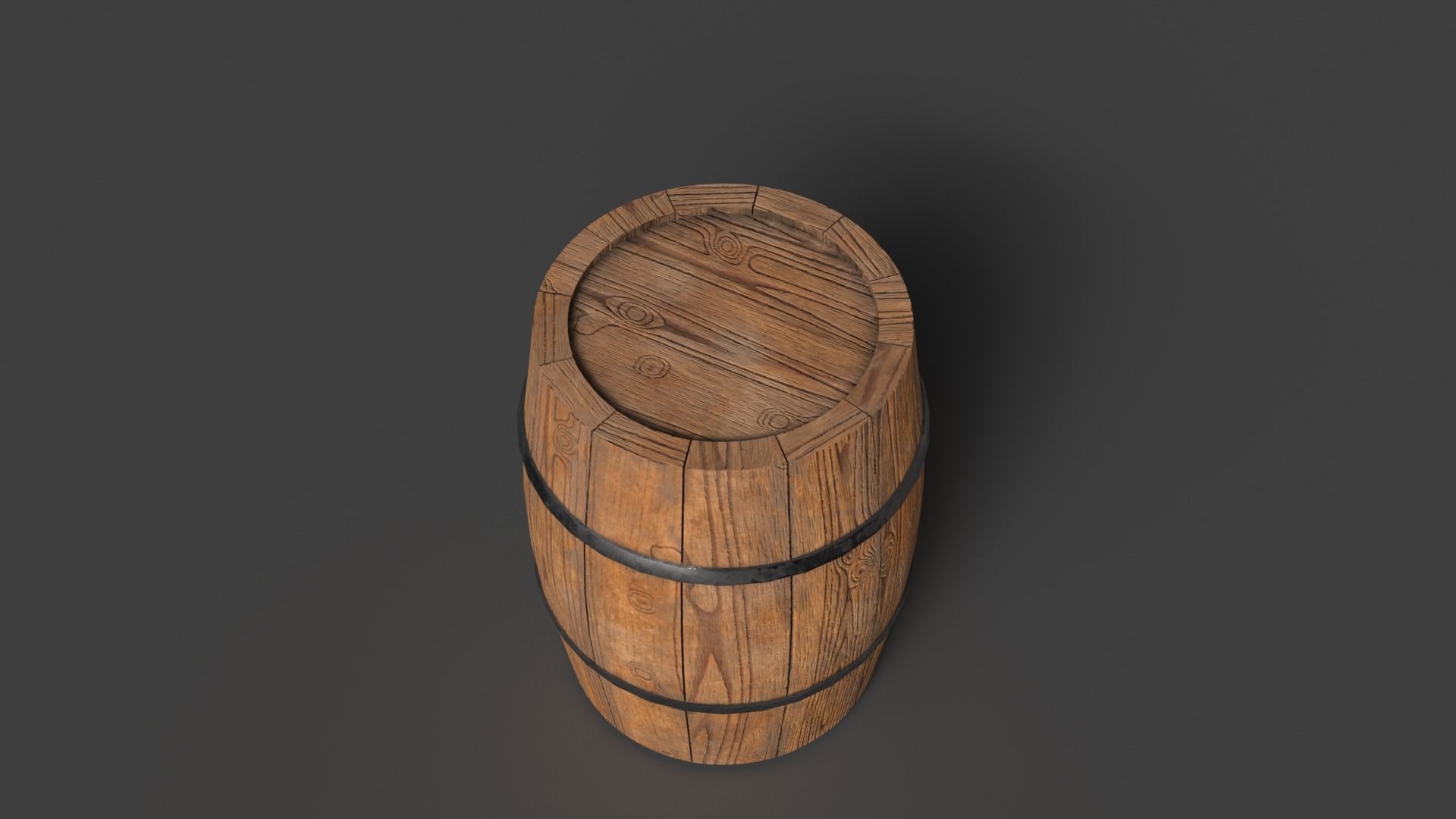 wooden barrel Low-poly 3D model_3