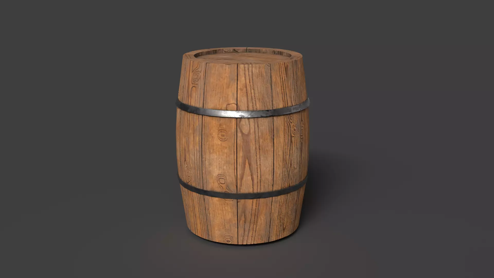 wooden barrel Low-poly 3D model_0